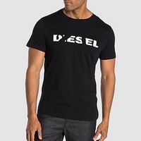 DIESEL休闲简约logo款短袖男式T恤 XL 黑色