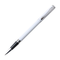 日本斑马牌（ZEBRA）签字笔 晶灿金属笔杆中性笔 0.5mm子弹头商务礼品笔 C-JJ4 白杆黑芯