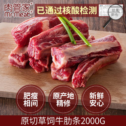 Mr.Meat 肉管家 原切牛肋条2kg雪花牛肉新鲜冷冻牛腩条牛肋条肉烤肉食材