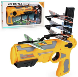 贝利雅 儿童户外泡沫弹射飞机玩具黄色款带4个飞机