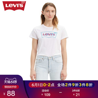 Levi's 李维斯 女士新款休闲纯棉白色字母印花短袖T恤夏17369-0958