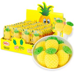 jindaogu金稻谷六一儿童节糖果汁软糖菠萝造型可爱棒棒糖儿童休闲零食