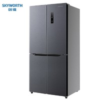 SKYWORTH 创维 冰箱413升十字对开四门家用大容量电冰箱 风冷无霜超薄嵌入式