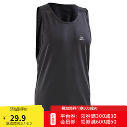 DECATHLON 迪卡侬 运动背心男健身衣训练速干透气宽松跑步篮球无袖t恤RUNM 黑色 XL