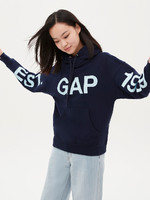 Gap 盖璞 女装|碳素软磨系列 徽标LOGO潮流款印花套头卫衣