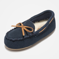 clarks其乐童鞋男女童中童一脚套绒里牛皮豆豆鞋一脚套浅口软底鞋