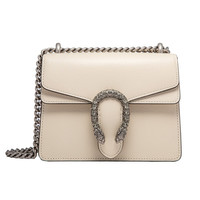 GUCCI 古驰 Dionysus系列 女士皮革斜挎酒神包 421970 0K7JN 9680 白色 迷你