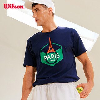 Wilson威尔胜春夏男子运动圆领T恤网球服法网联名款短袖上衣PARIS WRA788201-白色 L