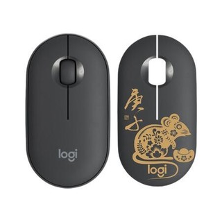 logitech 罗技 Pebble 鼠年礼盒款 2.4G蓝牙 双模无线鼠标 1000DPI 黑色