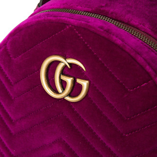 GUCCI 古驰 GG Marmont系列 女士天鹅绒双肩包 524568 9QICT 5671 紫红色