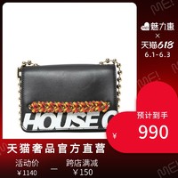 HOUSE OF HOLLAND House of Holland春夏黑色羊皮字母印花时尚女包单肩包斜挎包