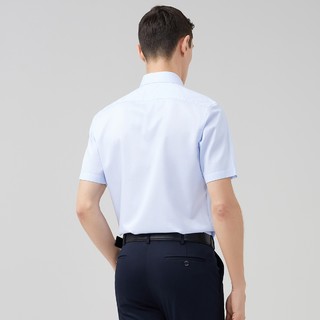 CEO系列春夏【DP免烫】尖领个性条纹男士短袖衬衫男士衬衫男 39 浅蓝条纹