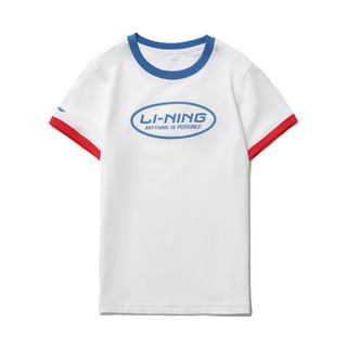 LI-NING 李宁 儿童短袖撞色T恤