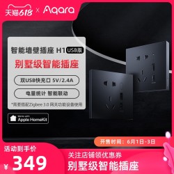 Aqara 绿米联创 绿米Aqara智能插座H1 HomeKit双USB版快充5孔电源插座面板