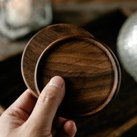 。日式黑胡桃木杯垫无漆无蜡木质隔热实木小碟子创意垫子咖啡茶杯