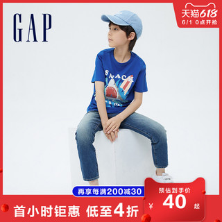 Gap男童洋气纯棉短袖T恤683398 2021夏季新款童装儿童帅气上衣