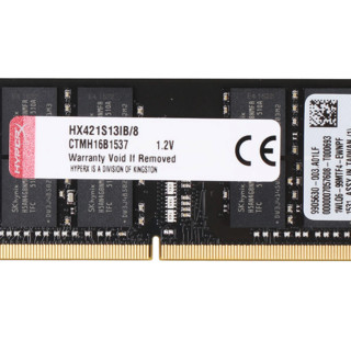 Kingston 金士顿 Impact系列 DDR4 2133MHz 笔记本内存 普条 黑色 8GB HX421S13IB/8