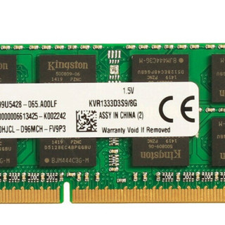 Kingston 金士顿 KVR系列 DDR3 1333MHz 笔记本内存 普条 绿色 8GB KVR1333D3S9/8G