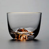 玻璃酒杯网红威士忌杯子描金100ml烈酒杯创意日本富士山杯藏金杯