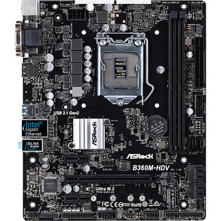 ASRock 华擎 B360M-HDV MATX主板（intel LGA1151、B360）