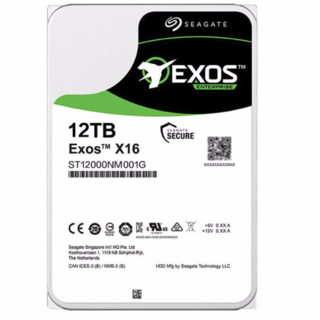 SEAGATE 希捷 银河Exos X16系列 3.5英寸 企业级硬盘 12TB（PMR、7200rpm、256MB）ST12000NM001G