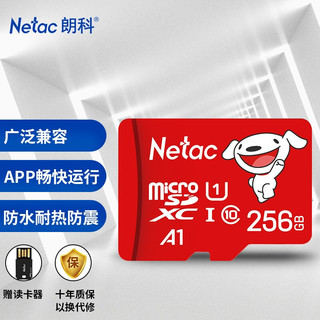 Netac 朗科 256GB TF（MicroSD）存储卡 A1 C10 读速高达100MB/s 行车记录仪监控手机内存卡