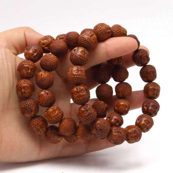 紫金鼠雕刻宝宝佛头手串14mm产地尼泊尔