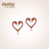 MyMiss 非常爱礼 Mymiss 非常爱礼 ME-0748A 爱心红天鹅银镀玫瑰金耳饰