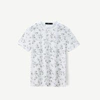 【经典圆领】男士圆领动物印花舒适短袖T恤 2XL 米白花纹WW