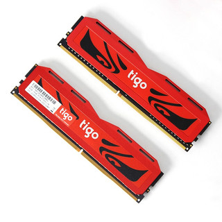 tigo 金泰克 骁帅系列 DDR4 2666MHz 台式机内存 马甲条 红色 16GB