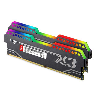 tigo 金泰克 X3 DDR4 3200MHz RGB  台式机内存 灯条 黑色 8GB