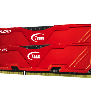 Team 十铨 火神系列 DDR3 2400MHz 台式机内存 马甲条 红色 16GB 8GBx2 TLD316G2400HC11CDC01