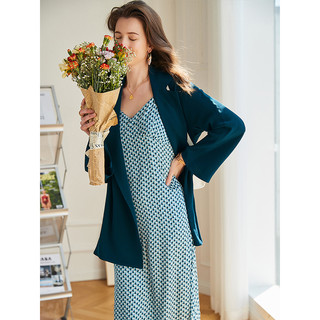 纽欧曼 真丝吊带裙2021夏新款三醋酸桑蚕丝缎面法式设计感小众气质连衣裙 蓝色 XL