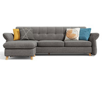 LINSY 林氏家居 1012-C 布艺沙发 三人位+脚踏 中灰色 精英风尚款