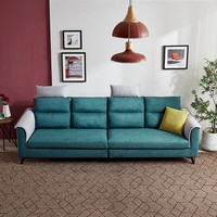 QuanU 全友 102567C 北欧布艺沙发 左3+右3+A款头枕*2 海绿色