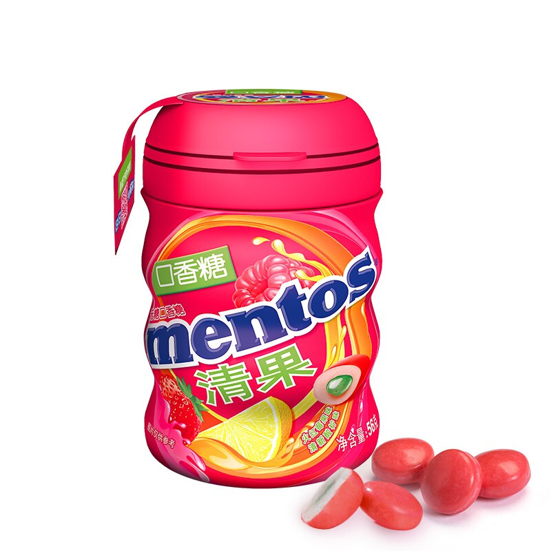 mentos 曼妥思 清果无糖口香糖 清新酸柠味 56g