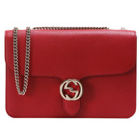 GUCCI 古驰 女士单肩邮差包 510303 CAO0G 6420 红色 中号