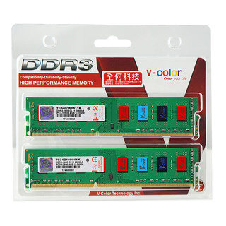 V-Color 全何 DDR3 1600MHz 绿色 台式机内存 8GB 4GB*2 TC34G16S811K