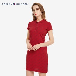 TOMMY HILFIGER 汤米·希尔费格 Tommy 21新款春夏女装经典时尚字母印花修身针织连衣裙26193