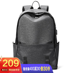 POLO 双肩包男士休闲旅行背包学生书包大容量时尚电脑包可装14英寸ZY090P801J 黑色小版