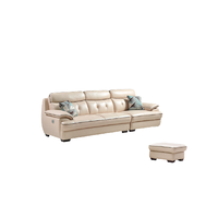 ZUOYOU 左右家私 香颂系列 DZY5016-1 简约真皮沙发 三人位+脚踏 米白色