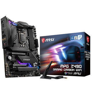 MSI 微星 MPG Z490 GAMING CARBON WiFi ATX主板（Intel LGA 1200、Z490）