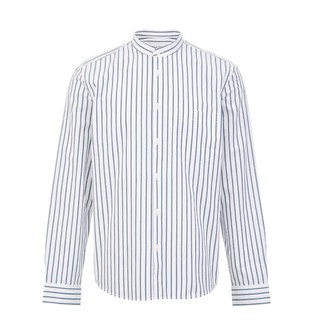 杰克琼斯男士秋季含棉舒适面料百搭个性字母印花条纹休闲衬衫 XL A06本白
