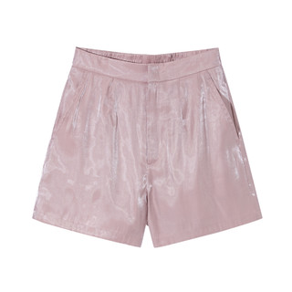 太平鸟女士时尚2021年夏季新款斯文高腰休闲短裤A1GCA2476 粉色 L