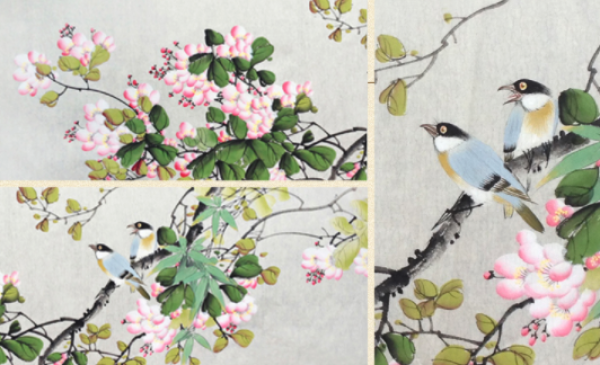 尚得堂墨翁鸟语花香13545cm客厅沙发背景墙挂画卧室床头装饰画