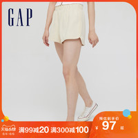 Gap女装纯棉透气运动短裤845032 2021夏季新款女士纯色宽松休闲裤 奶油米色 160/68A(XS)