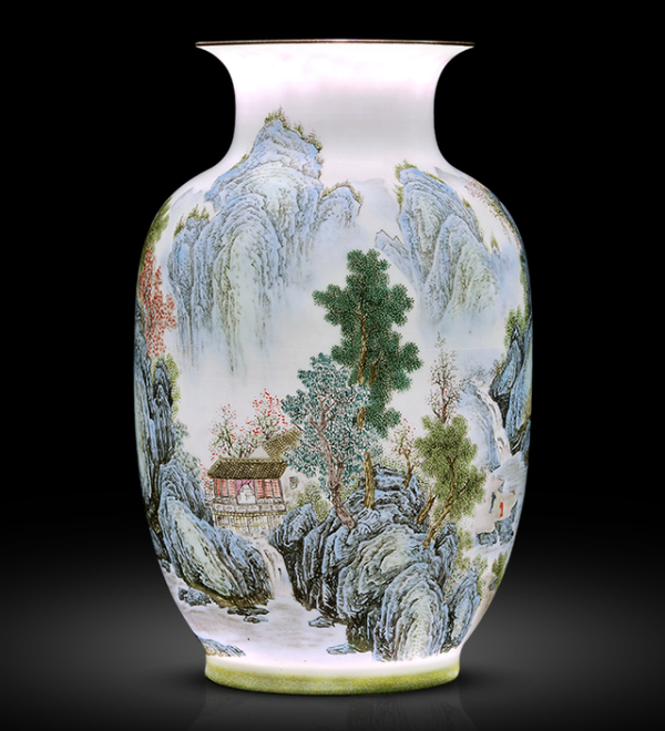 拍卖景德镇陶瓷名家黄国才手工粉彩花瓶