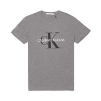 Calvin Klein百搭大LOGO男式T恤 M国际版偏大一码 灰色