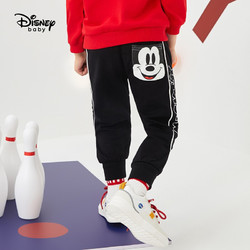 Disney 迪士尼 童装儿童长裤中大童男童针织外出宽松卡通运动裤子 2021春 DB111ME21 碳黑 140
