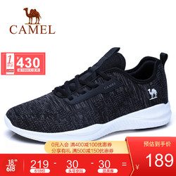 CAMEL 骆驼 男鞋 时尚轻质系带网布运动休闲跑鞋 A812363600 黑/白 40 （偏小一码）